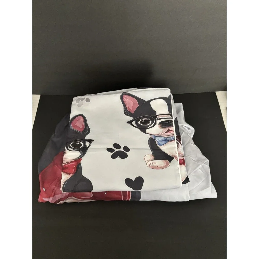 Frenchie dog Theme Print Bedding full size bottom Sheet 2 matching pillow cases